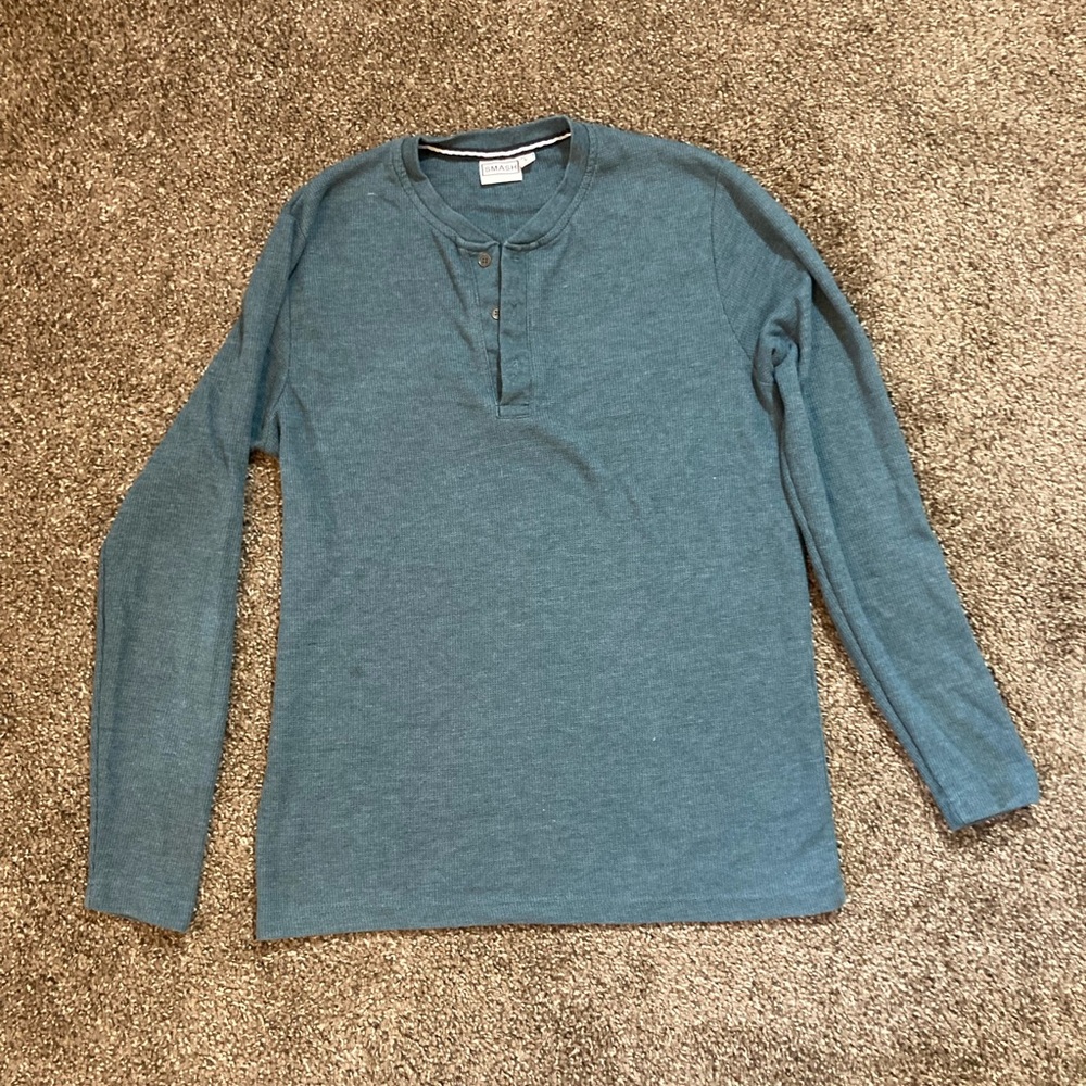 Henley 3 button shirt green - fitted
